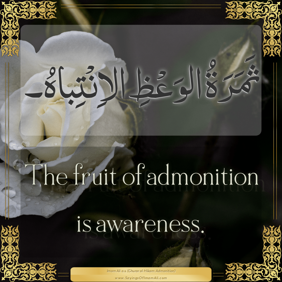 The fruit of admonition is awareness.